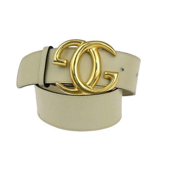 GUCCI GG Logo Interlocking Belt 65 Leather Beige GHW Made in Italy 09EC610 - Picture 1 of 13